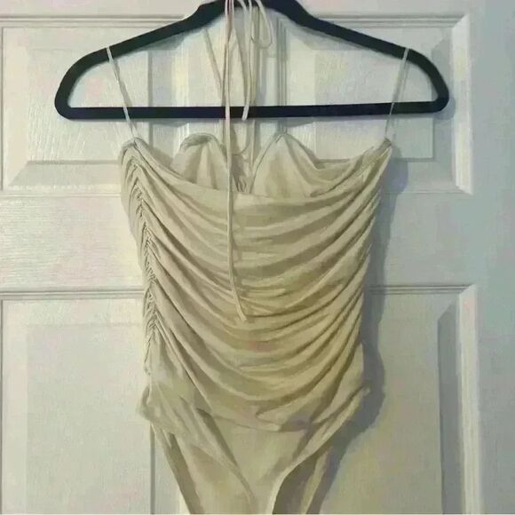 Express Body Contour Compression Halter Rosette Bodysuit - Picture 5 of 6